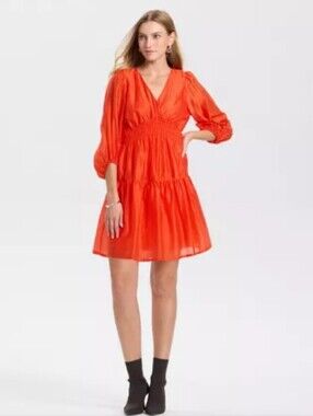 A New Dat Balloon Sleeve Mini Shirring Dress